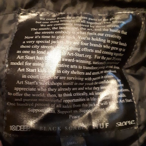 Art Start STAPLE X HUF X BLACK SCALE X 10.DEEP Varsity Jacket Black Small - Picture 14 of 14